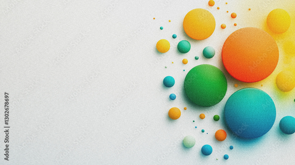 Poster Colorful Abstract Background with Geometric Circles and Polka Dots in Soft Pastel Shades for Modern Design with a grainy gradient abstract noise texture Background banner wallpaper backdrop