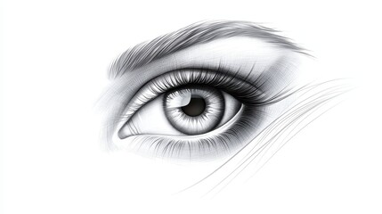 A creative cross-hatching pen drawing of an eye, sharp details, strong texture, expressive depth.