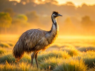 Fototapeta premium Majestic Emu at Dawn: Long Exposure Wildlife Photography