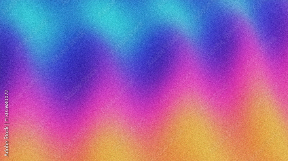 Poster vibrant abstract pattern with waves of colorful gradients in blue, purple, pink, and yellow tones wi