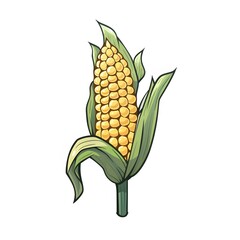 Obraz premium Fresh Corn on the Cob with Green Leaves and Yellow Kernels