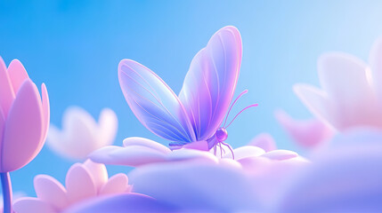 Fototapeta premium Butterfly on Purple Flower