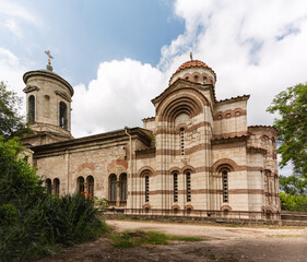 The walls of the oldest Orthodox church of the 18th century of Crimea - the Cathedral of St. John the Baptist, built in city of Kerch