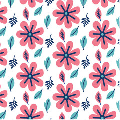 Obraz premium Seamless pattern with flowers,Hand-drawn botanical element,Vector illustration doodle floral on white background. 