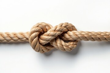 Obraz premium Severed rope, unraveling noose, white backdrop , fiber, concept, frayed