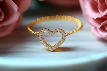 Heart Ring on Marble Tray with Roses