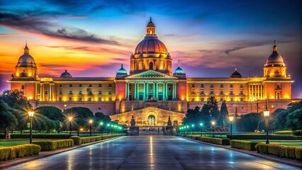 Fototapeta premium Majestic Night View of Rashtrapati Bhavan, New Delhi, India