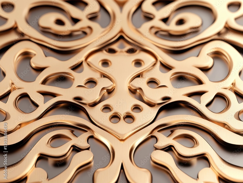 Poster intricate golden ornamental design with elegant patterns on a smooth surface