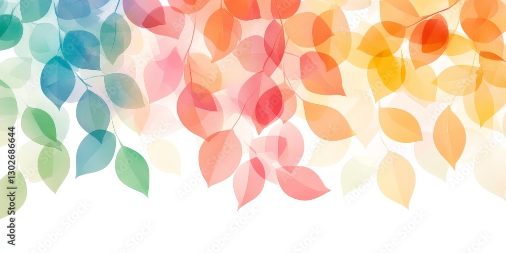 Aufkleber abstract watercolor painting with colorful leaf patterns in artistic gradient background representin