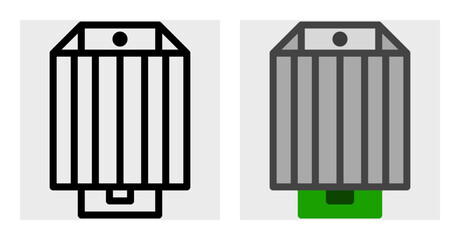 A structured rectifier icon with a geometric design. The clean detailing makes it ideal for technical manuals, automotive electronics illustrations, and spare part listings.
