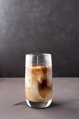 Cold beverage tasty. Iced latte.