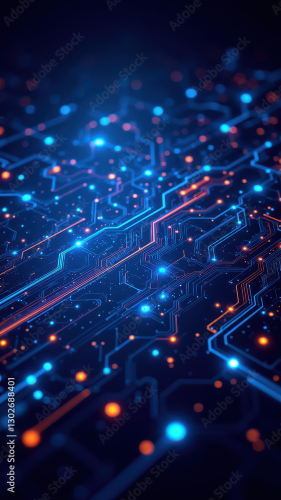 Aufkleber advanced technology concept with digital circuit board design, symbolizing innovation and automation