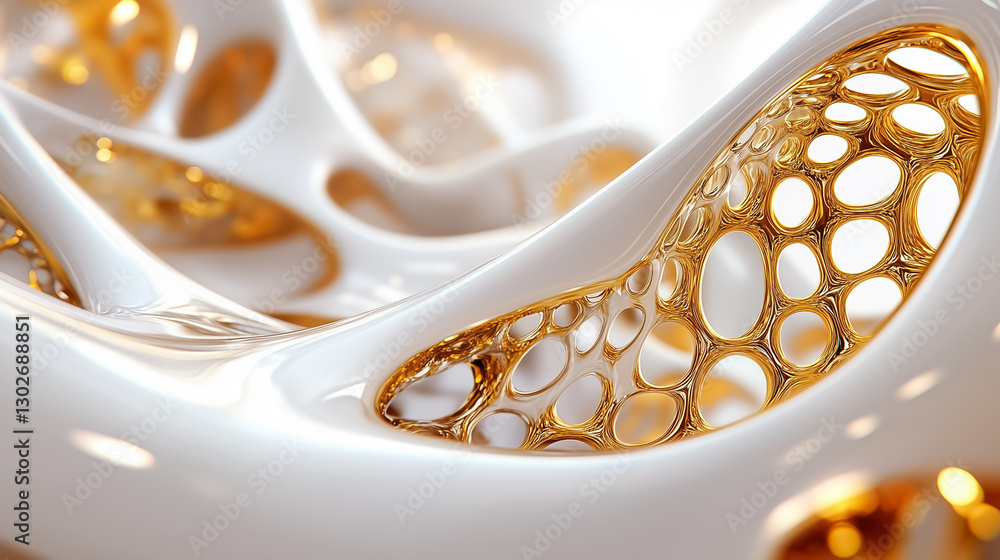Poster organic shapes intertwine to create mesmerizing biomorphic structures, blending the elegance of natu