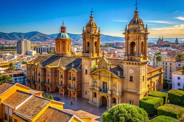 Obraz premium Malaga Church, Andalusia, Spain: Historic Christian Church Exterior Stock Photo