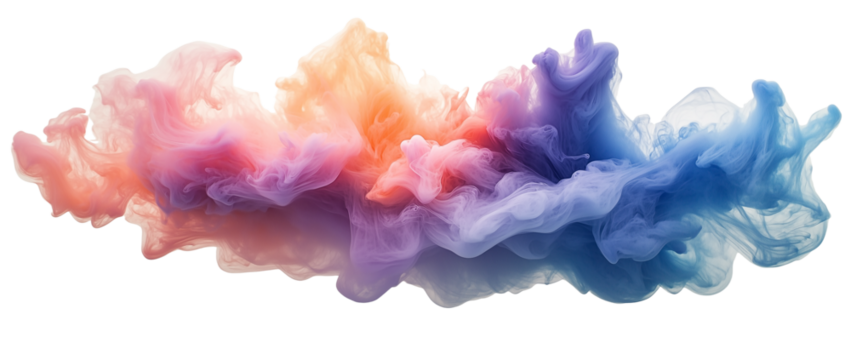 Colorful ink in water isolated on transparent background.
