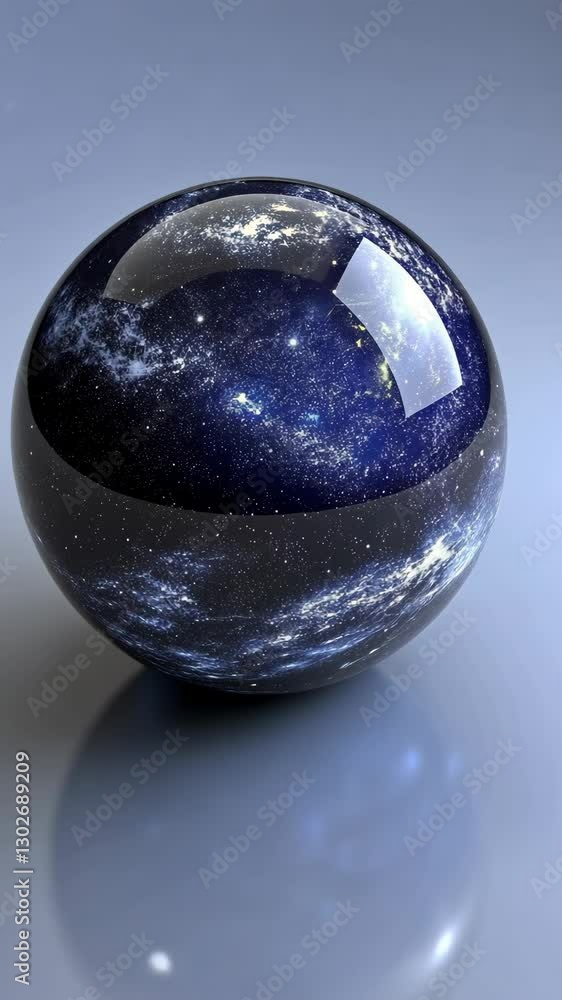Poster cosmic sphere showcasing a starry universe with radiant galaxies and shimmering stars in deep space 