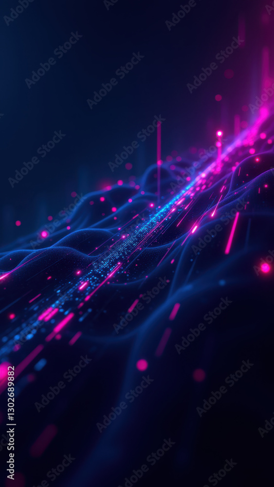 Poster capture your attention with this dynamic digital artwork depicting a futuristic cloud network, perfe