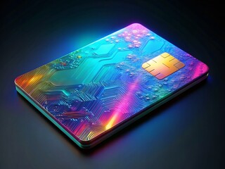 Metallic Credit Card Hologram, Isolated Realistic 3D Render, Finance, Banking, Payment