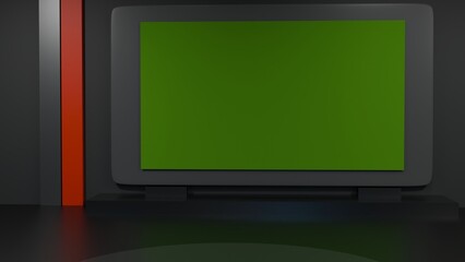 Fototapeta premium News Studio, Backdrop For TV Shows .TV On Wall.3D Virtual News Studio Background, 3d illustration