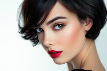 Fototapeta premium High-Gloss Brunette Hair Close-Up on White