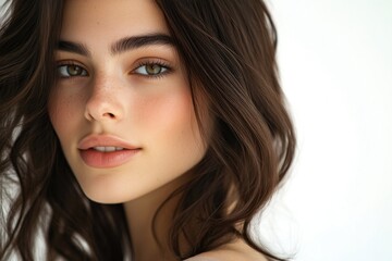 Fototapeta premium Portrait of Woman with Dark Flowing Hair