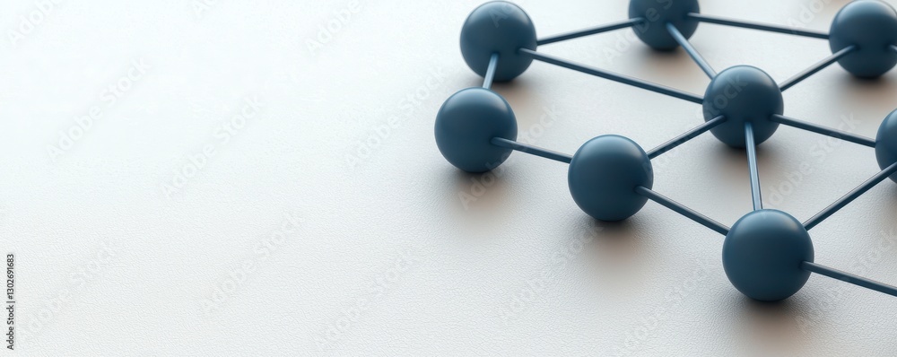 Poster A close-up of interconnected blue nodes and lines on a light background, representing a network or molecular structure.