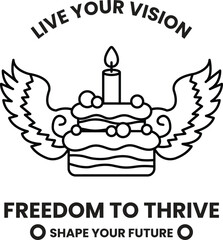 A cake with a candle on it with the words 