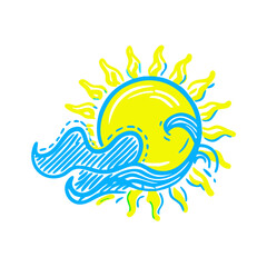 Obraz premium Sunny wave icon with bright colors, summer heat concept