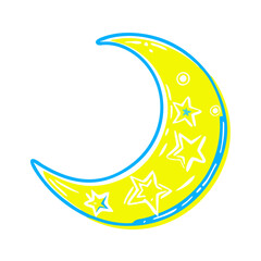 Moon icon with stars, nighttime decoration concept