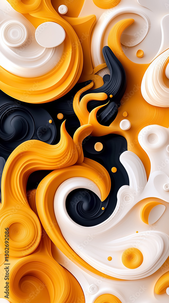Aufkleber swirling forms reminiscent of underwater organisms create a dynamic composition