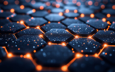 Obraz premium Extreme Close-Up of Graphene Nanomaterial Hexagonal Lattice