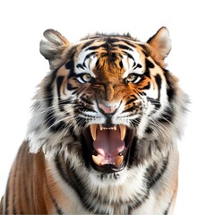 Obraz premium Fierce Tiger with Open Mouth Showcasing Sharp Teeth and Intensity