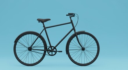 Fototapeta premium Sleek modern bicycle design on blue background, representing urban mobility