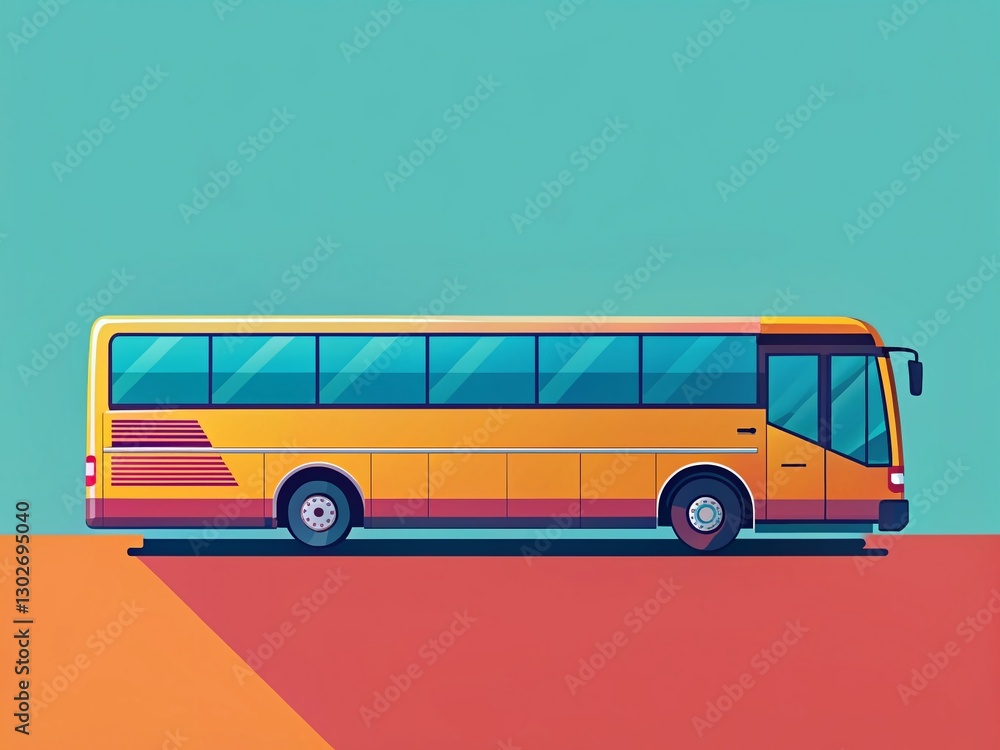 Aufkleber minimalist 2d bus illustration: left-aligned design element with copy space