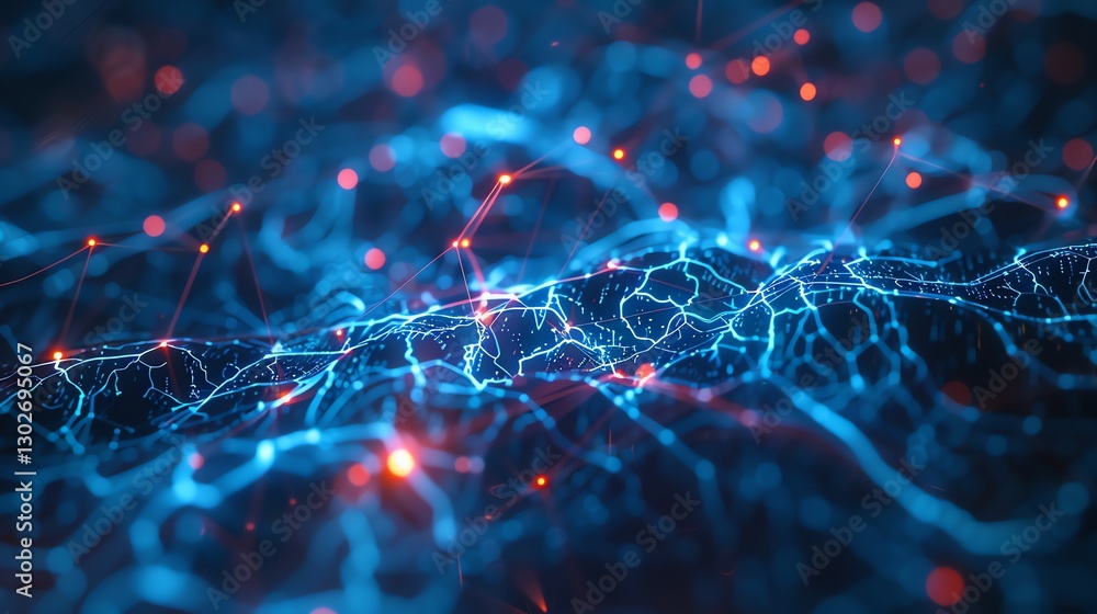 Poster a digital rendering of a glowing blue and red light pattern.