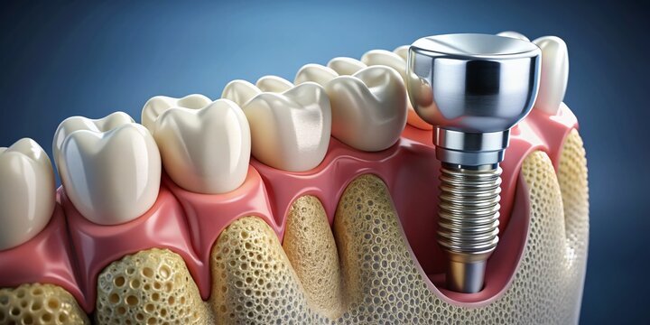 Minimalist 3D Render: Dental Bone Grafting with Biomaterial & Membrane