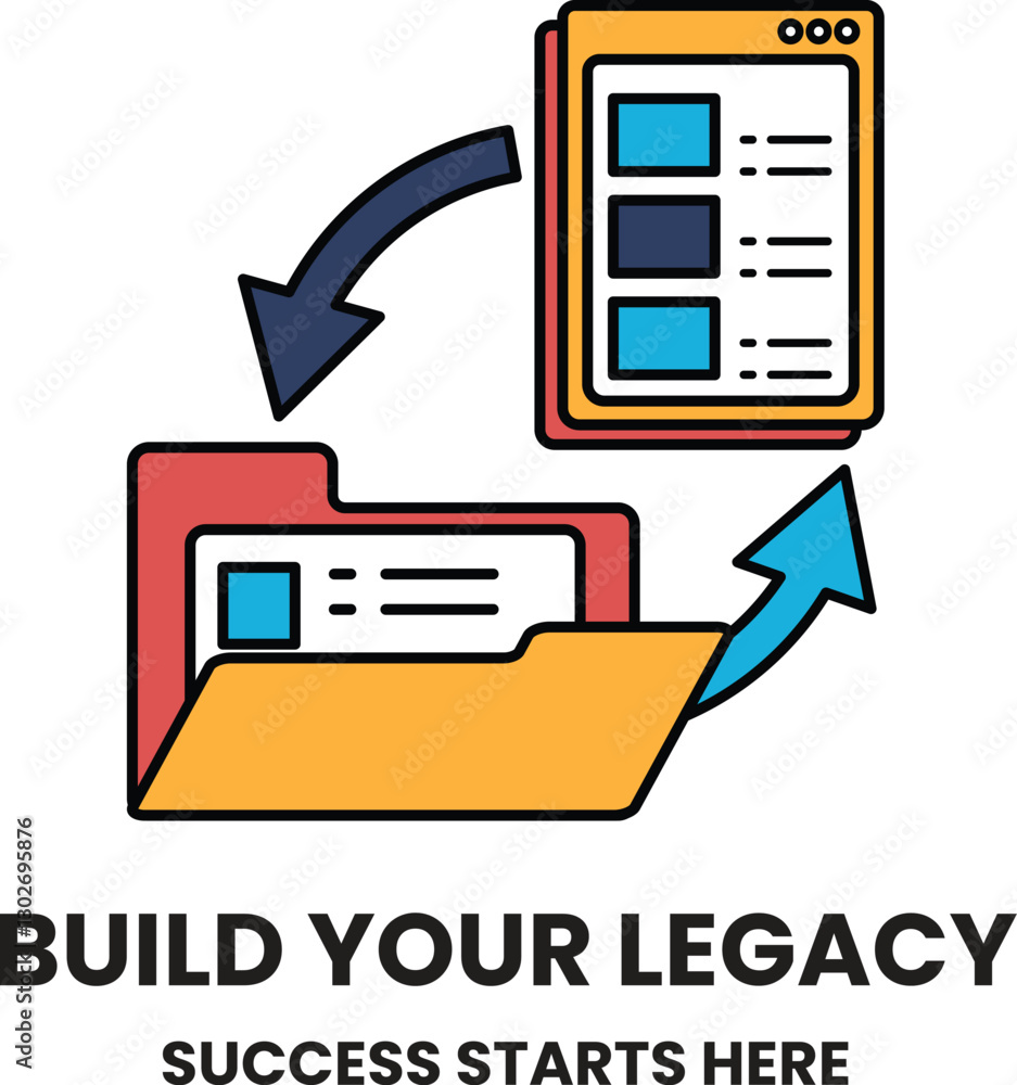 Poster a folder with a blue arrow pointing to it