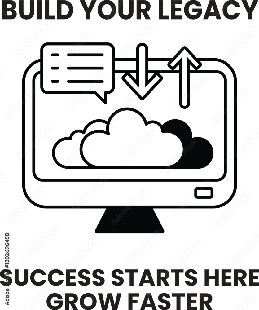 Poster a computer monitor with a cloud on it