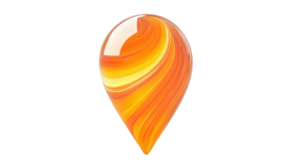 Orange location pin isolated on white background

