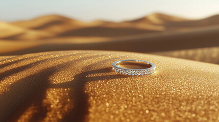 a diomond ring on desart broken heart concept