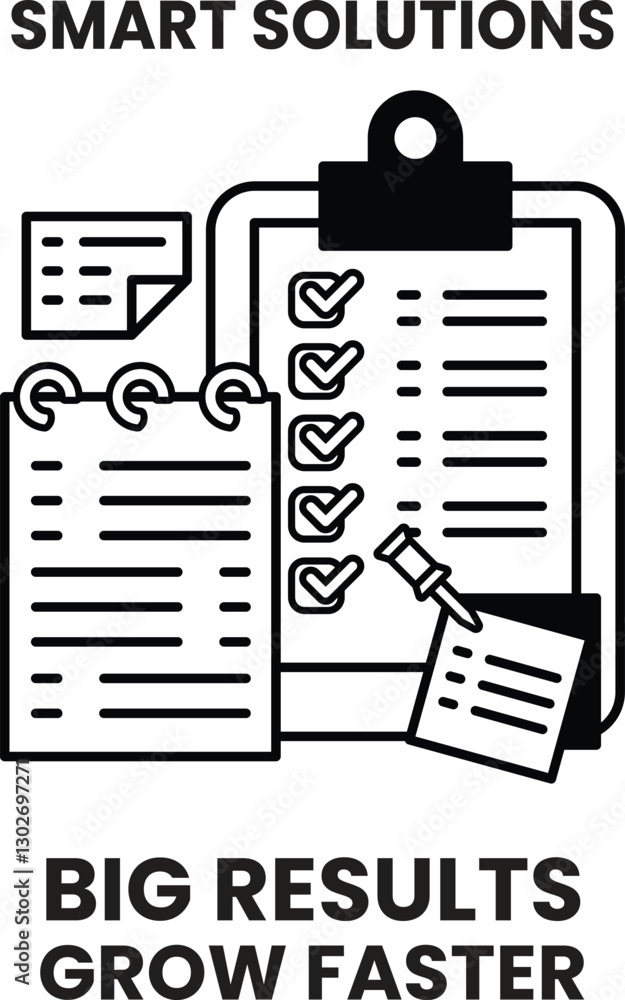 Poster a black and white image of a clipboard with a list of items on it