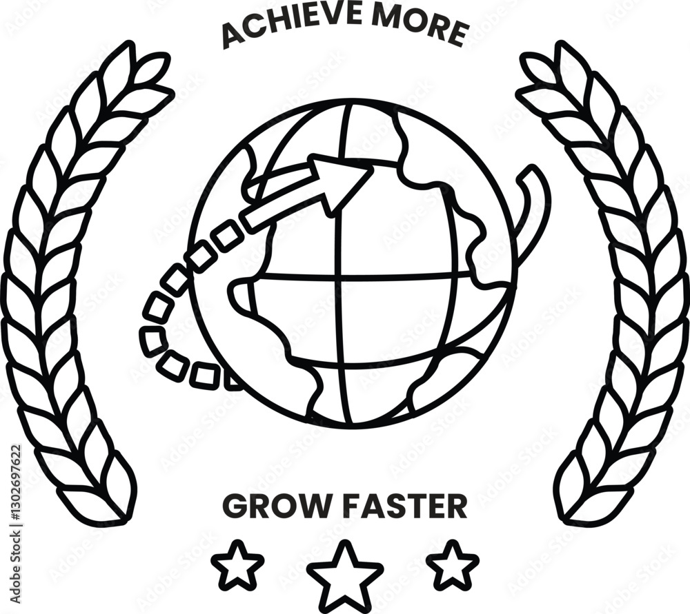 Poster a globe with a line pointing to the top of it