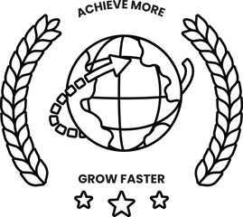 A globe with a line pointing to the top of it