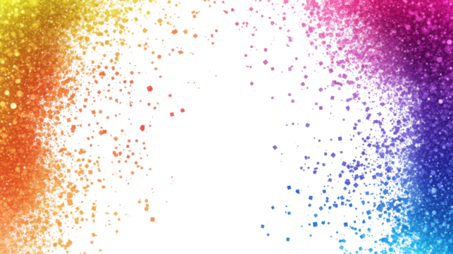 Yellow and blue pixels frame isolated on white background

