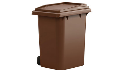 Brown trash bin isolated on white background

