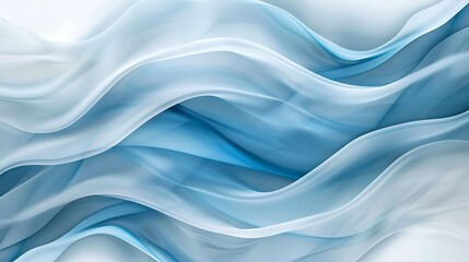 Fototapeta premium Abstract flowing waves in light blue and white tones. Serene, calming texture with smooth lines. Ideal for peaceful, gentle backgrounds.