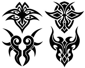Fototapeta premium silhouette tattoo design graphics tribal set vector, symbol, illustration