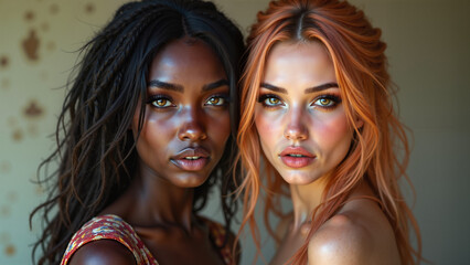 Fototapeta premium Portrait of two young women.