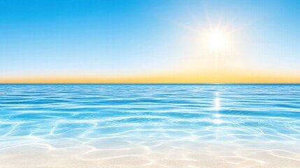 Obraz premium Stunning seascape with crystal clear water and bright blue sky representing ocean tranquility coastal beauty relaxation and the wonders of marine landscapes