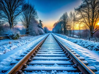 Fototapeta premium Minimalist Snow Scene: British Railway Lines in London
